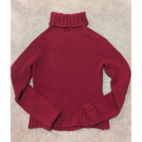 Express Womens Cable Knit Turtleneck Sweater Medium Wool Cashmere Red Cable Knit - Picture 7 of 7
